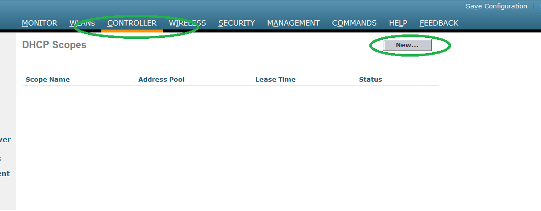 Internal DHCP SCOPE in Cisco WLC via GUI