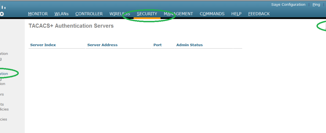 Enable Tacacs in Cisco WLC
